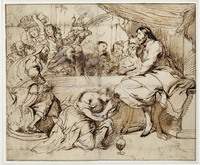 O 027
<br/>
Christus bij Simon de Farizeër, Maria Magdalena zalft zijn voeten
<br/>
<em>Rubens, Peter Paul (1577-1640) - kopie naar</em>
